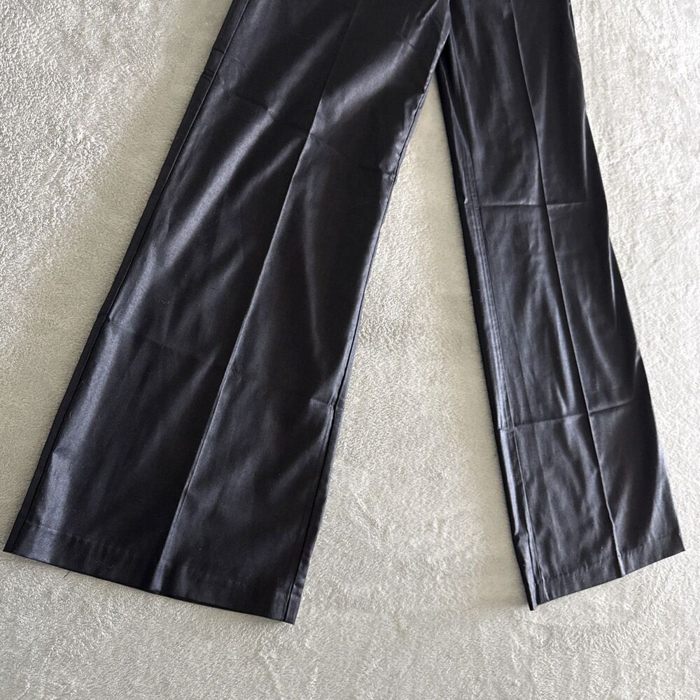 Vintage Women’s Black Formal Pants Wide-Leg Solid Tie Elastic Waist Preppy - Picture 5 of 16
